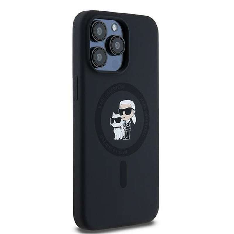 SPOTT-GR Karl Lagerfeld - Θήκη για Apple iPhone 15 Pro Max με Υποστήριξη MagSafe (Silicone KC Body Ring) - Μαύρη