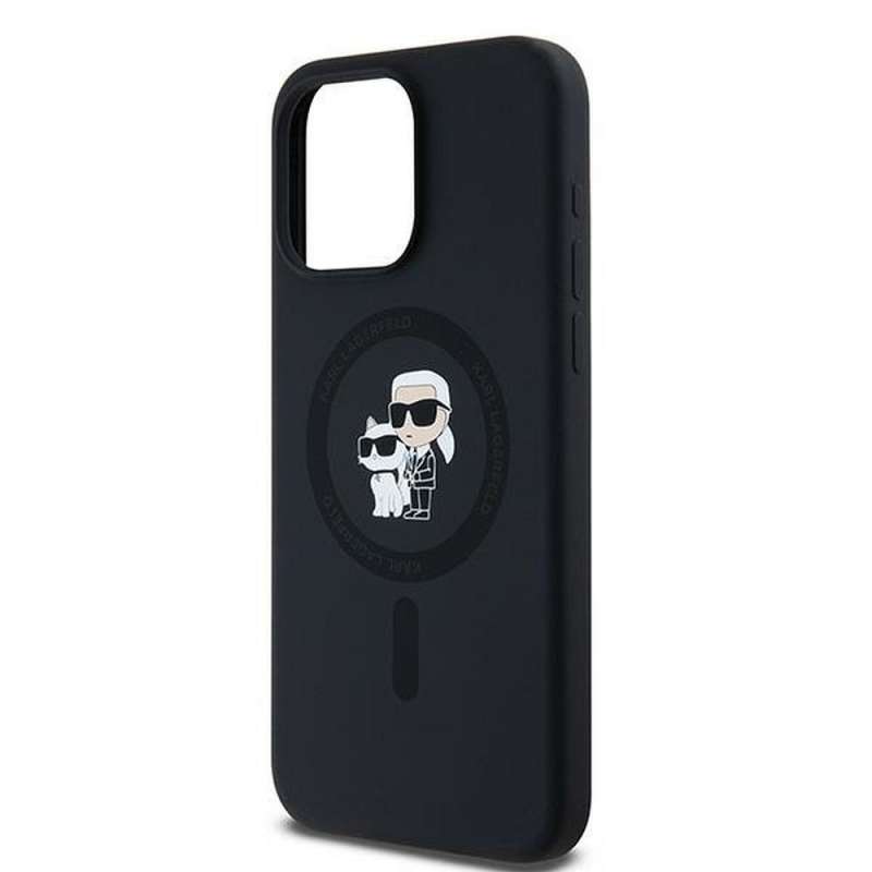 SPOTT-GR Karl Lagerfeld - Θήκη για Apple iPhone 15 Pro Max με Υποστήριξη MagSafe (Silicone KC Body Ring) - Μαύρη