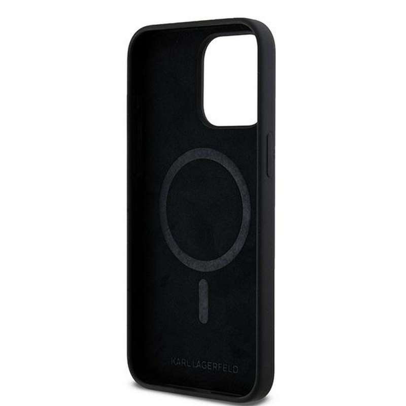 SPOTT-GR Karl Lagerfeld - Θήκη για Apple iPhone 15 Pro Max με Υποστήριξη MagSafe (Silicone KC Body Ring) - Μαύρη