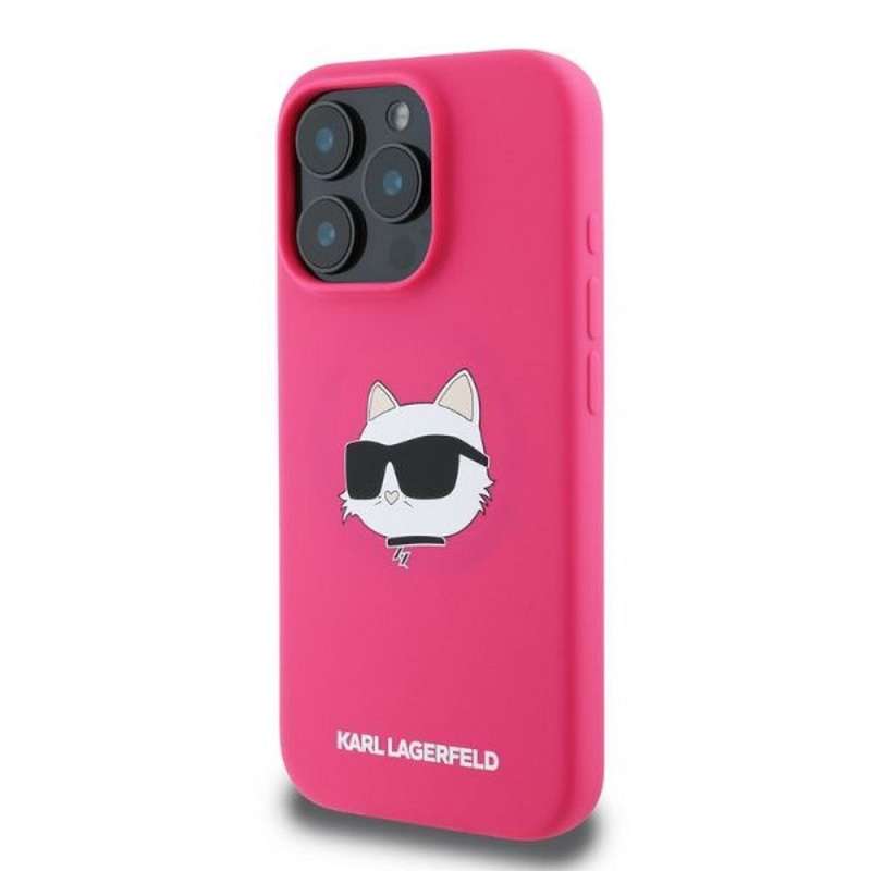 SPOTT-GR Karl Lagerfeld - Θήκη για Apple iPhone 16 Pro Max με Υποστήριξη MagSafe KLHMP16XSCHPPLF (Sil Choupette Head Print) σε Ροζ Χρώμα