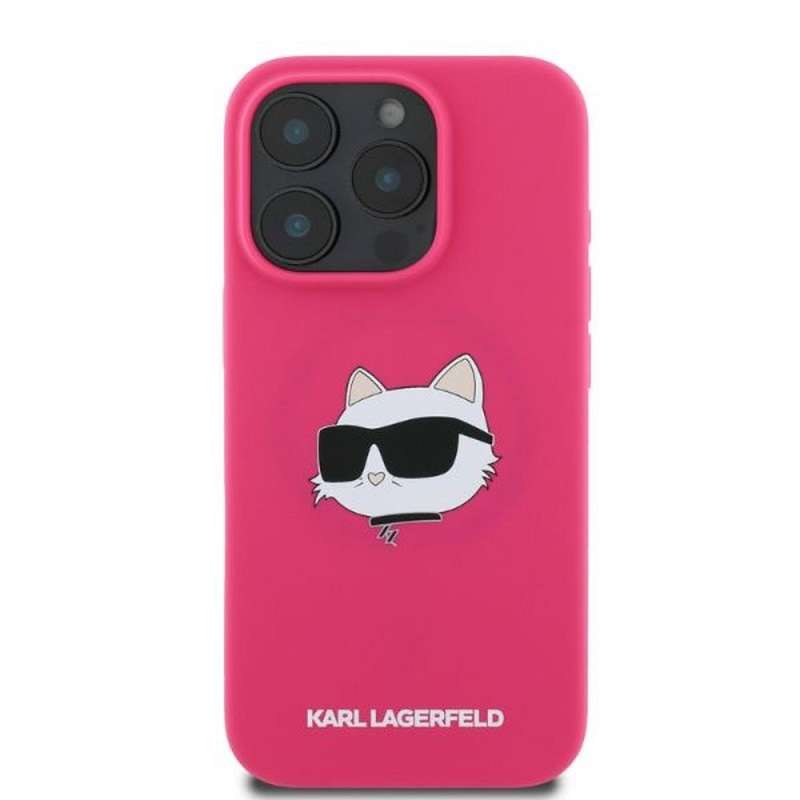 SPOTT-GR Karl Lagerfeld - Θήκη για Apple iPhone 16 Pro Max με Υποστήριξη MagSafe KLHMP16XSCHPPLF (Sil Choupette Head Print) σε Ροζ Χρώμα