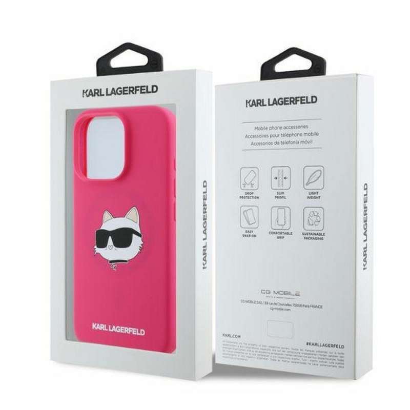 SPOTT-GR Karl Lagerfeld - Θήκη για Apple iPhone 16 Pro Max με Υποστήριξη MagSafe KLHMP16XSCHPPLF (Sil Choupette Head Print) σε Ροζ Χρώμα