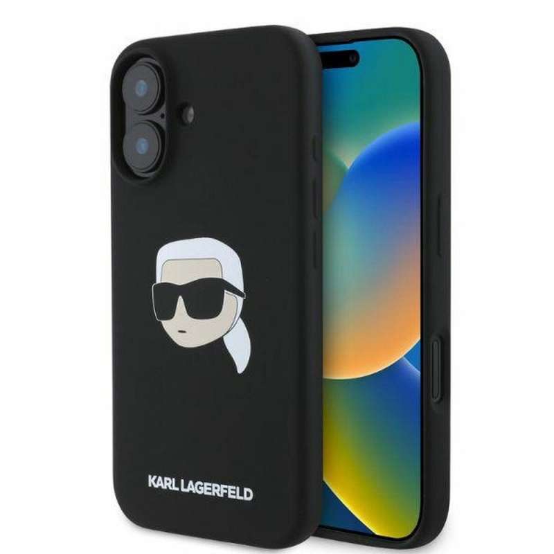 SPOTT-GR Karl Lagerfeld - Θήκη για Apple iPhone 16 με Υποστήριξη MagSafe (Sil KL Head Print) - Μαύρη