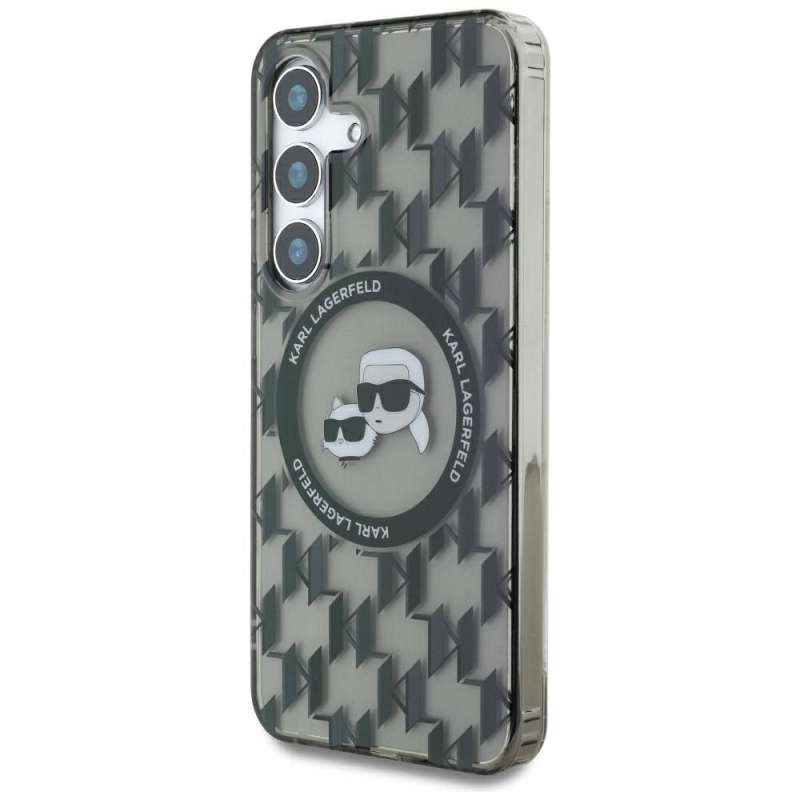 SPOTT-GR Karl Lagerfeld - Θήκη για Samsung Galaxy S25 με Υποστήριξη MagSafe (IML Metal Monogram KC Heads) - Μαύρη