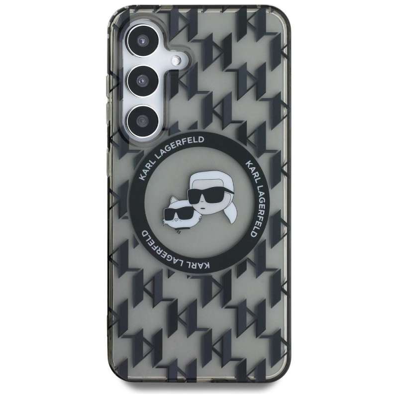 SPOTT-GR Karl Lagerfeld - Θήκη για Samsung Galaxy S25 με Υποστήριξη MagSafe (IML Metal Monogram KC Heads) - Μαύρη