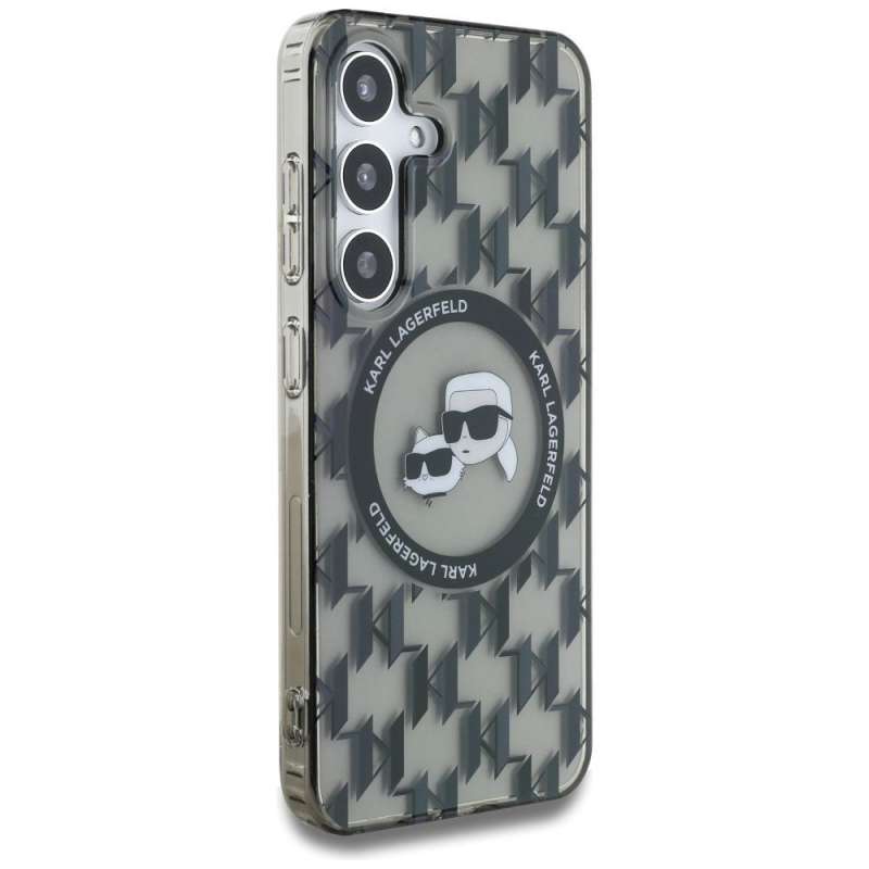 SPOTT-GR Karl Lagerfeld - Θήκη για Samsung Galaxy S25 με Υποστήριξη MagSafe (IML Metal Monogram KC Heads) - Μαύρη