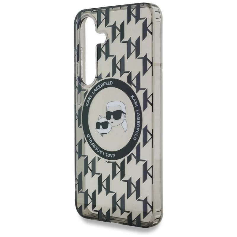 SPOTT-GR Karl Lagerfeld - Θήκη για Samsung Galaxy S25 με Υποστήριξη MagSafe (IML Metal Monogram KC Heads) - Μαύρη