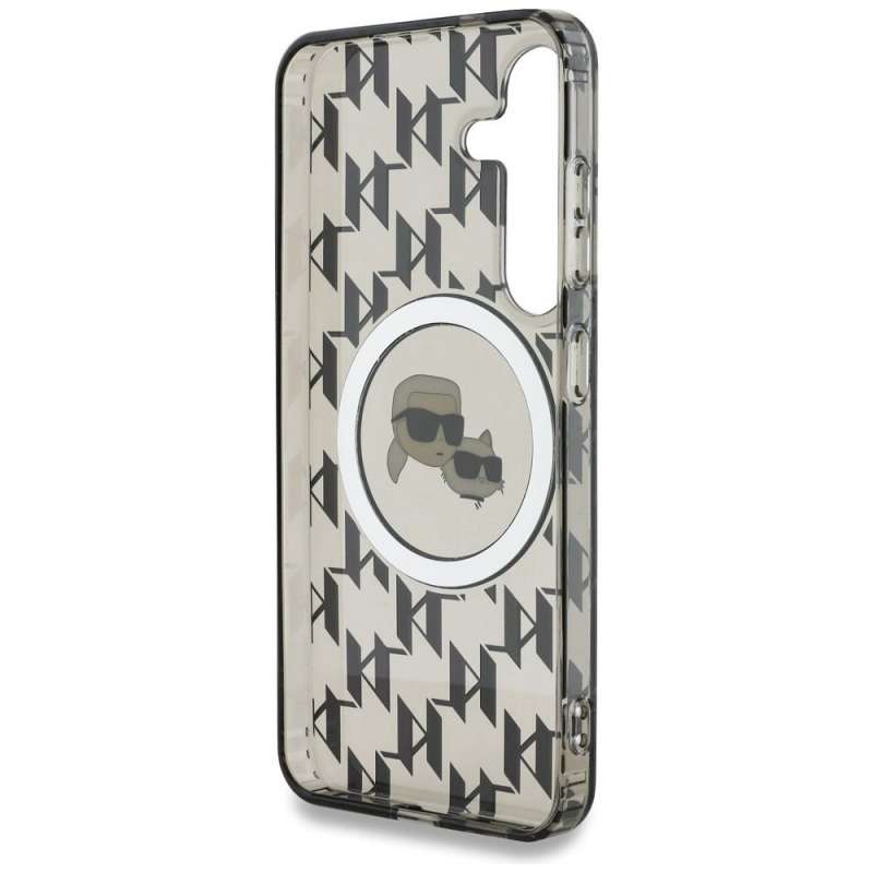 SPOTT-GR Karl Lagerfeld - Θήκη για Samsung Galaxy S25 με Υποστήριξη MagSafe (IML Metal Monogram KC Heads) - Μαύρη