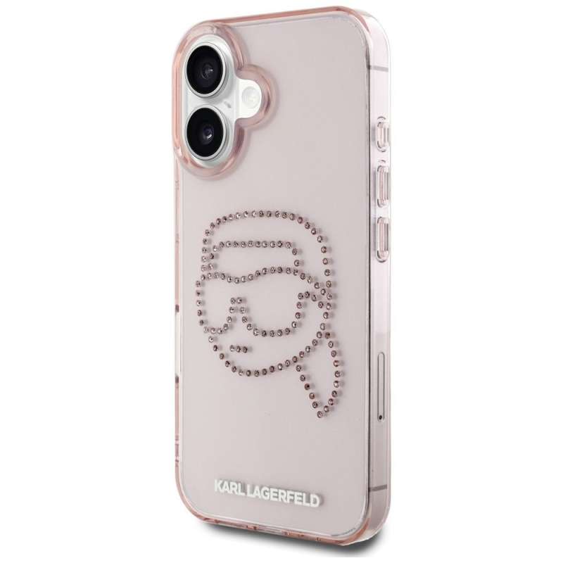 SPOTT-GR Karl Lagerfeld - Θήκη για Apple iPhone 16 (IML Rhinestones S K Head) - Ροζ