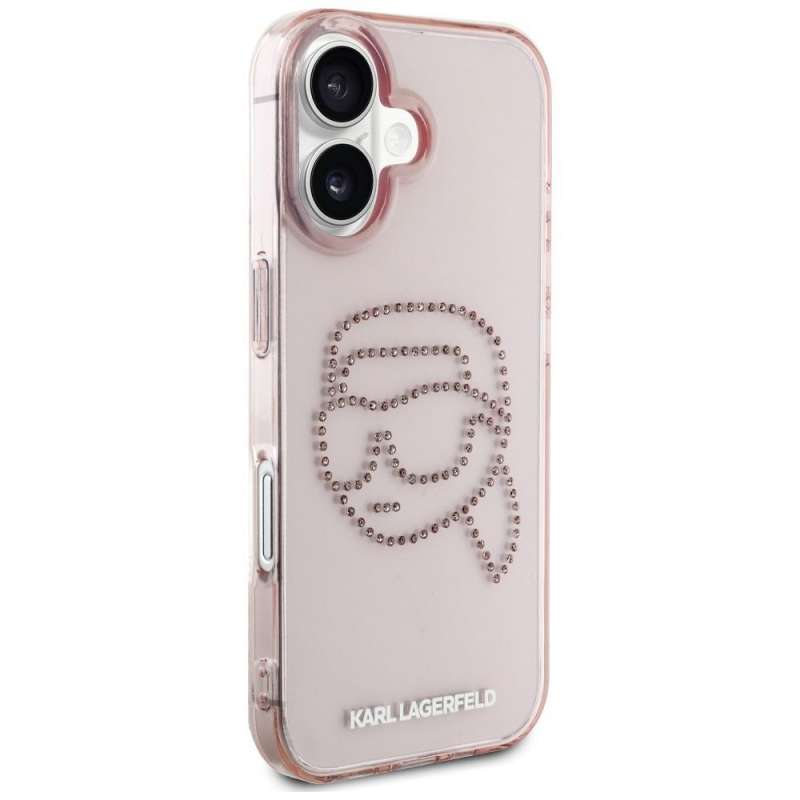 SPOTT-GR Karl Lagerfeld - Θήκη για Apple iPhone 16 (IML Rhinestones S K Head) - Ροζ