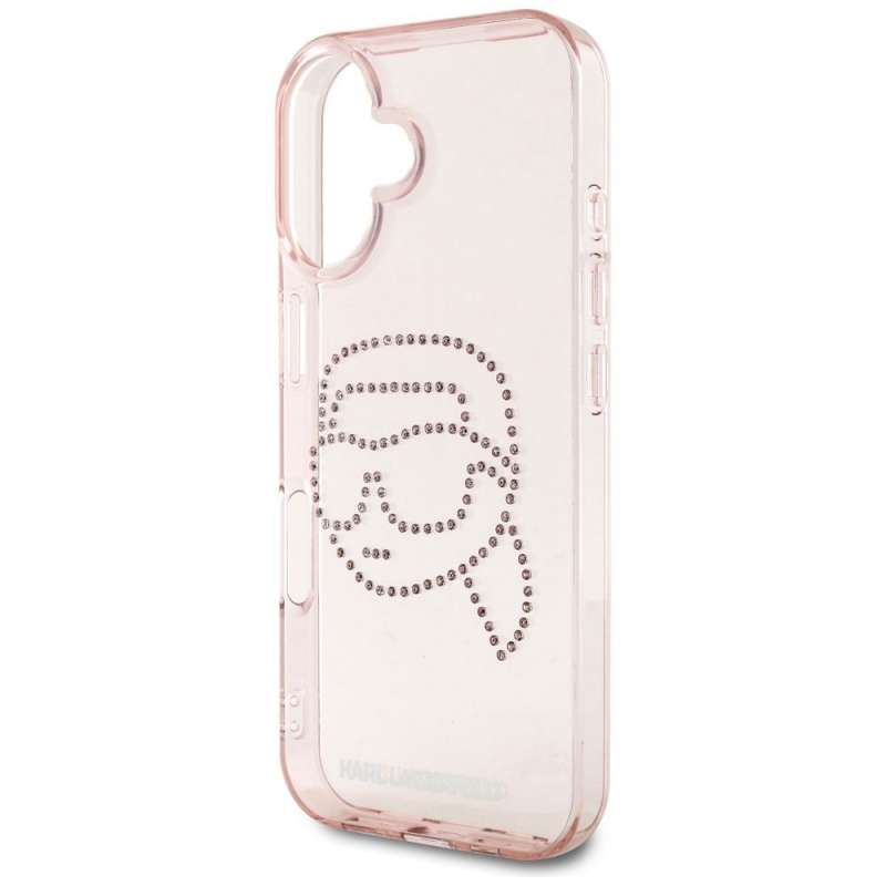 SPOTT-GR Karl Lagerfeld - Θήκη για Apple iPhone 16 (IML Rhinestones S K Head) - Ροζ