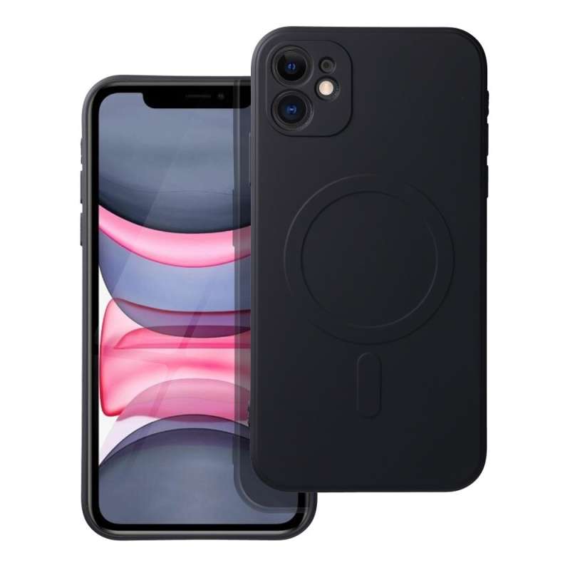 SPOTT-GR Silicone 2mm Mag Case - Λεπτή Θήκη Σιλικόνης 2mm με Υποστήριξη MagSafe για Apple iPhone 11 - Μαύρη