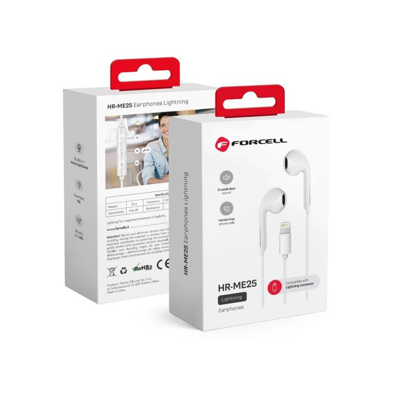 SPOTT-GR Forcell F-Audio HR-ME25 - In-Ear Ακουστικά Lightning με Μικρόφωνο - Άσπρα