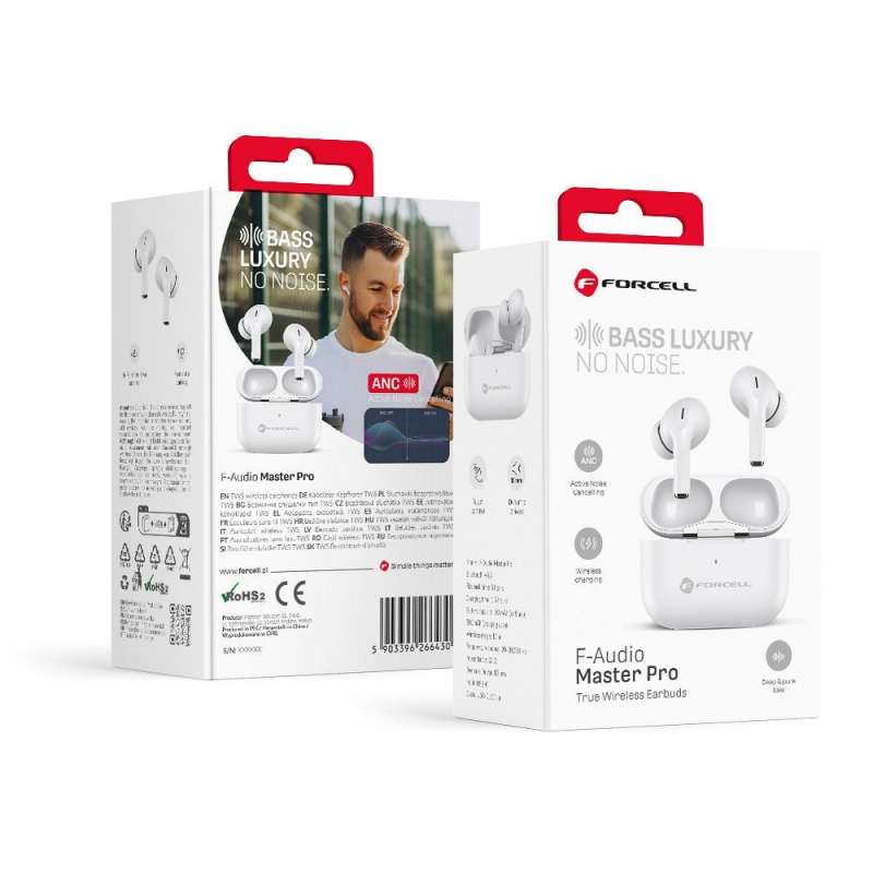 SPOTT-GR Forcell F-Audio Master Pro - Ακουστικά Bluetooth με ANC (Ακύρωση Θορύβου), Deep Bass & Ασύρματη Φόρτιση - Άσπρα 