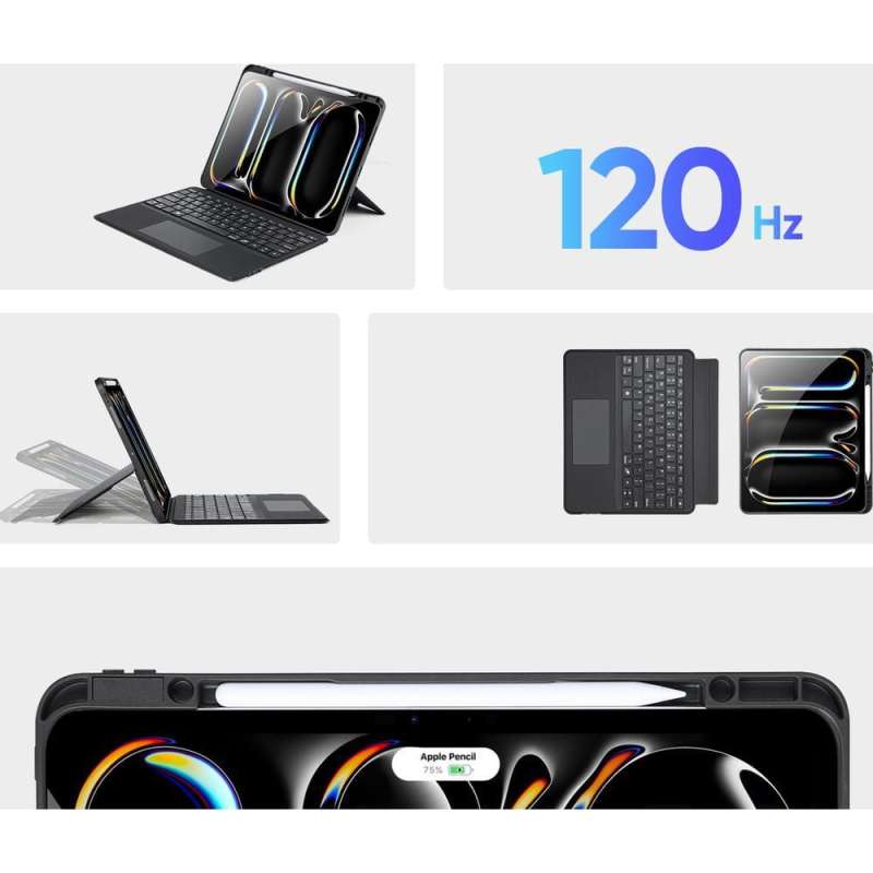 SPOTT-GR Dux Ducis DK Foldable - Θήκη Tablet με Ασύρματο Πληκτρολόγιο QWERTY για Apple iPad Pro 13 (2024) σε Μαύρο Χρώμα