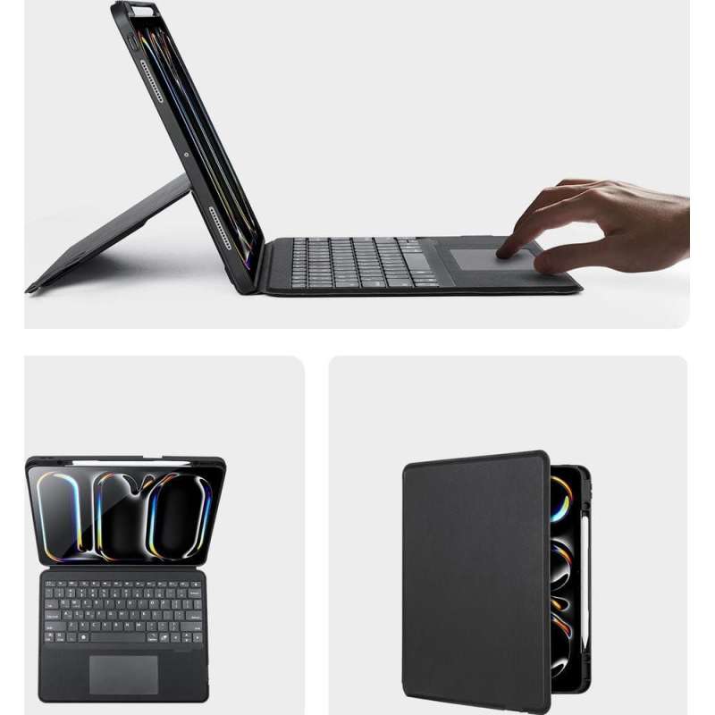 SPOTT-GR Dux Ducis DK Foldable - Θήκη Tablet με Ασύρματο Πληκτρολόγιο QWERTY για Apple iPad Pro 13 (2024) σε Μαύρο Χρώμα