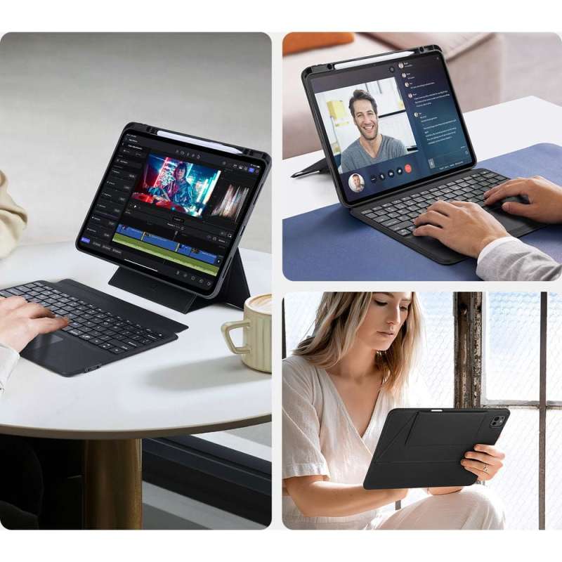 SPOTT-GR Dux Ducis DK Foldable - Θήκη Tablet με Ασύρματο Πληκτρολόγιο QWERTY για Apple iPad Pro 13 (2024) σε Μαύρο Χρώμα