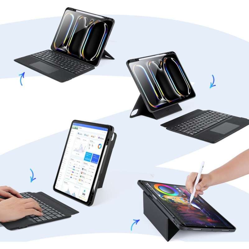 SPOTT-GR Dux Ducis DK Foldable - Θήκη Tablet με Ασύρματο Πληκτρολόγιο QWERTY για Apple iPad Pro 13 (2024) σε Μαύρο Χρώμα