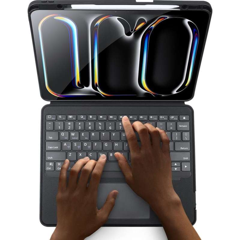 SPOTT-GR Dux Ducis DK Foldable - Θήκη Tablet με Ασύρματο Πληκτρολόγιο QWERTY για Apple iPad Pro 13 (2024) σε Μαύρο Χρώμα