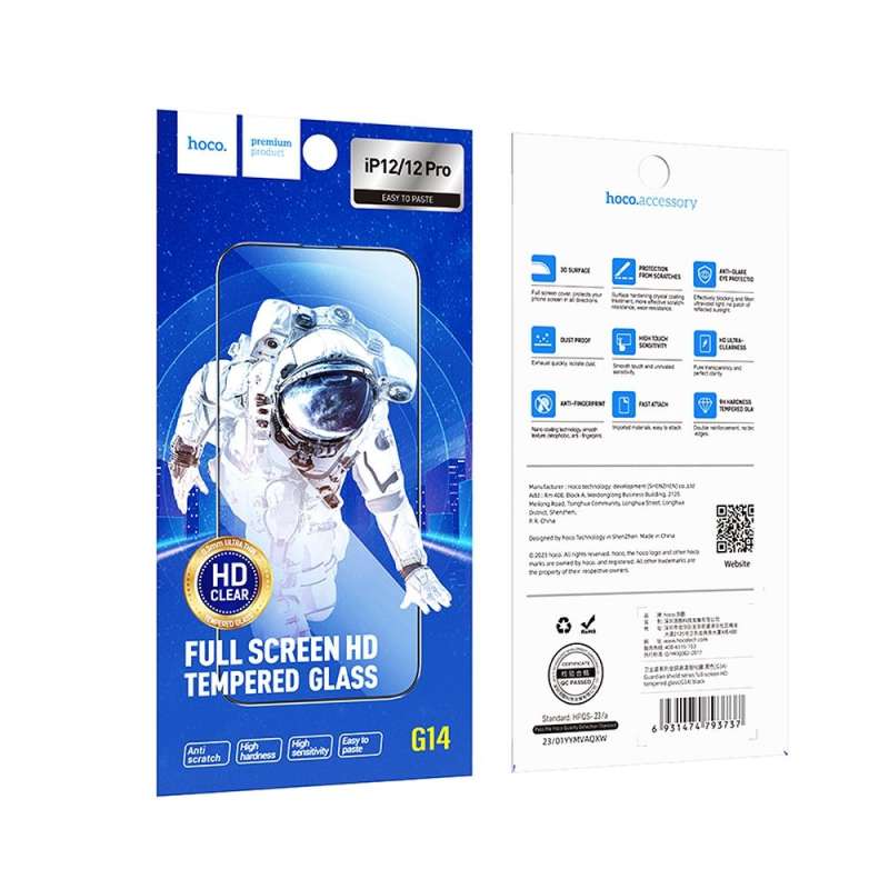 SPOTT-GR Hoco Tempered Glass 5D Guardian Shield - Τζαμάκια Οθόνης (Σετ 10 σε 1) για Apple iPhone 12 / 12 Pro με Μαύρο Περίγραμμα
