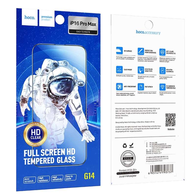 SPOTT-GR Hoco Tempered Glass 5D Guardian Shield - Τζαμάκια Οθόνης (Σετ 10 σε 1) για Apple iPhone 16 Pro Max με Μαύρο Περίγραμμα