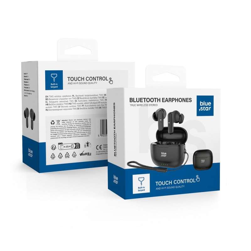 SPOTT-GR Blue Star TWS BK31 - Ασύρματα In-Ear Ακουστικά Bluetooth σε Μαύρο Χρώμα