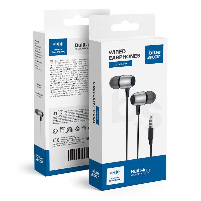 SPOTT-GR Blue Star M09 - Ενσύρματα In-Ear Ακουστικά  με Καρφί 3.5mm και Μικρόφωνο 1.2m - Μαύρα