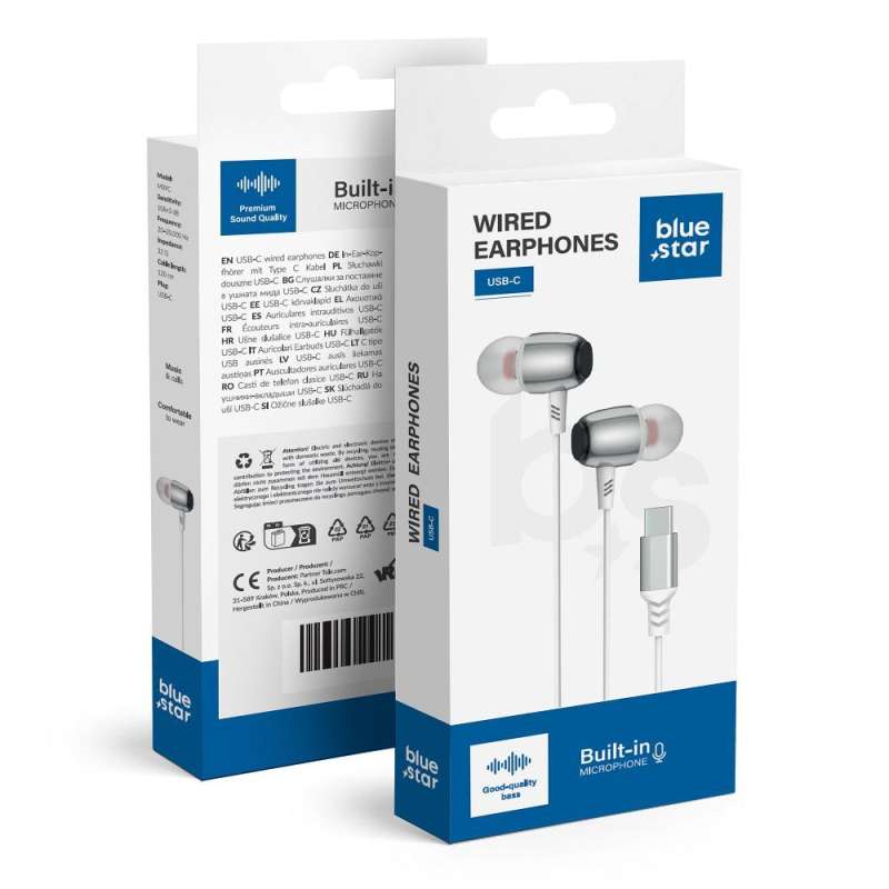 SPOTT-GR Blue Star M09C - Ενσύρματα In-Ear Ακουστικά  Type-C (DAC) με Μικρόφωνο 1.2m - Άσπρα