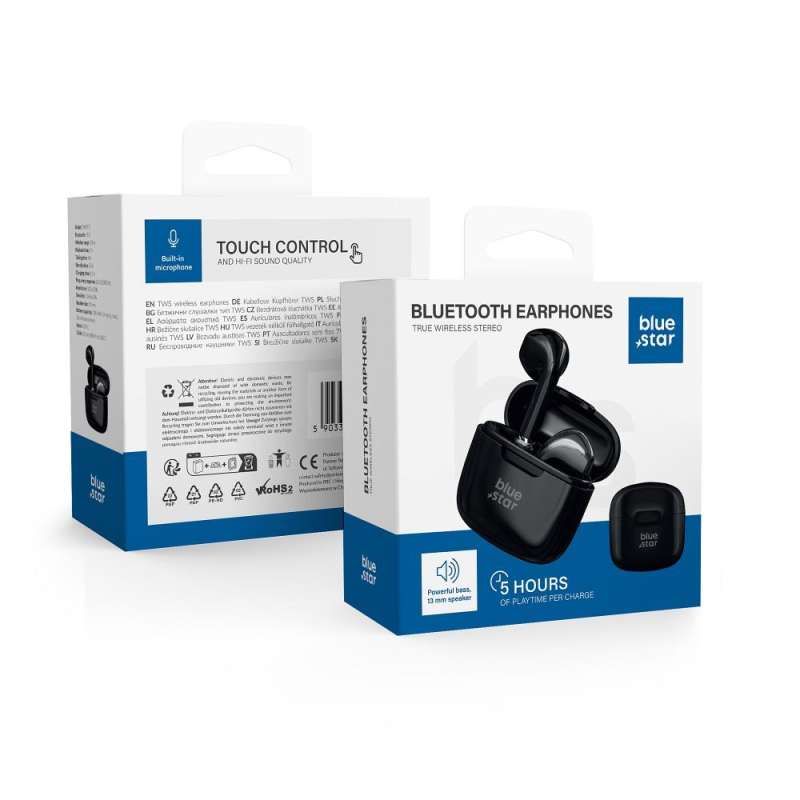 SPOTT-GR Blue Star FI7 - Ασύρματα In-Ear Ακουστικά Bluetooth σε Μαύρο Χρώμα