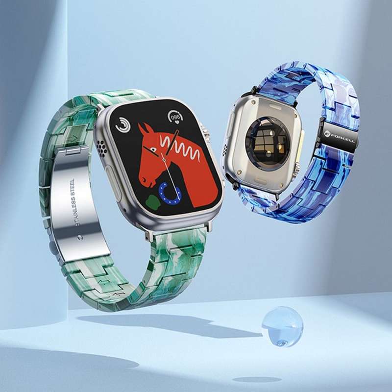SPOTT-GR Forcell F-Design FA04 - Λουράκι με Σχέδιο Μαρμάρου για Apple Watch 38 / 40 / 41 mm - Πράσινο