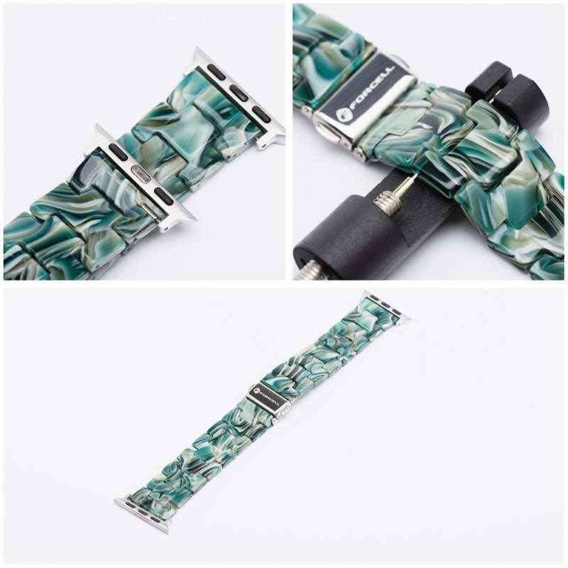 SPOTT-GR Forcell F-Design FA04 - Λουράκι με Σχέδιο Μαρμάρου για Apple Watch 38 / 40 / 41 mm - Πράσινο