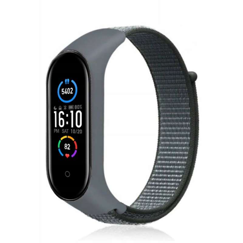 SPOTT-GR Λουράκι Nylon για Smartwatch για Xiaomi Mi Band 5 / 6 / 7 - Γκρι