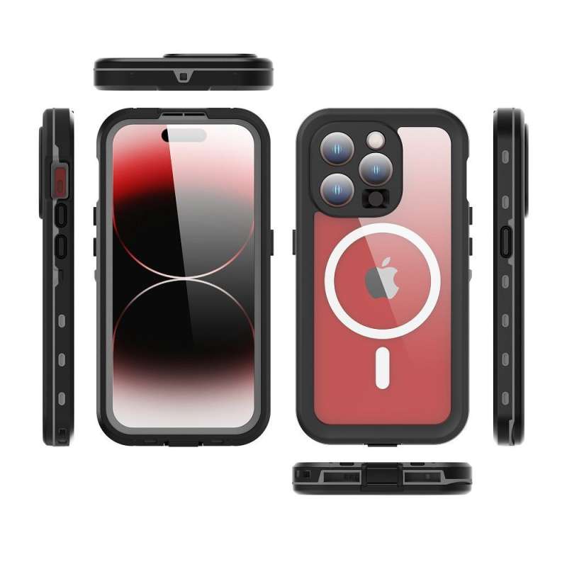 SPOTT-GR Shellbox Dot Waterproof Case - Αδιάβροχη Σκληρή Θήκη με Υποστήριξη MagSafe για Apple iPhone 15 Pro - Μαύρη