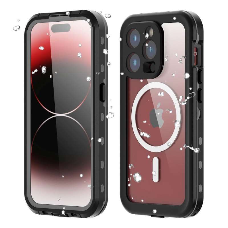 SPOTT-GR Shellbox Dot Waterproof Case - Αδιάβροχη Σκληρή Θήκη με Υποστήριξη MagSafe για Apple iPhone 15 Pro - Μαύρη