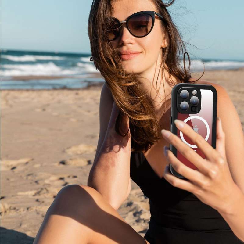 SPOTT-GR Shellbox Dot Waterproof Case - Αδιάβροχη Σκληρή Θήκη με Υποστήριξη MagSafe για Apple iPhone 15 Pro - Μαύρη