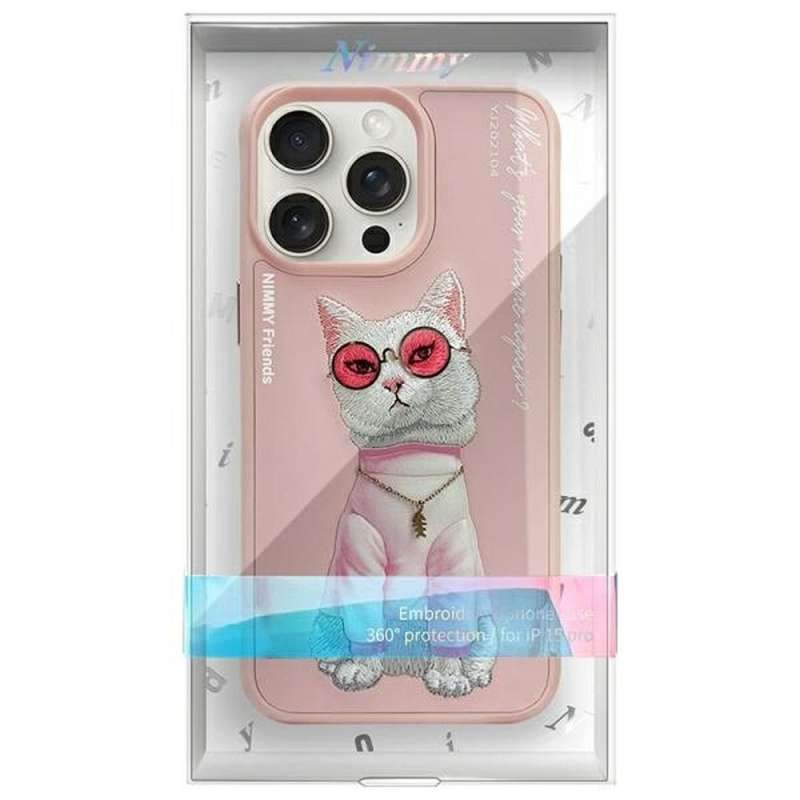 SPOTT-GR Nimmy Case Glasses (Cool Cat) - Θήκη για Apple iPhone 15 Pro σε Ροζ Xρώμα