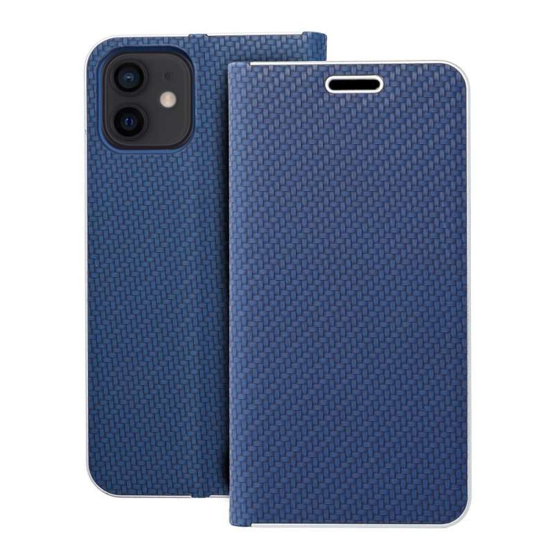 SPOTT-GR Luna Book Carbon Case - Θήκη Πορτοφόλι για Apple iPhone 12 / 12 Pro - Μπλε