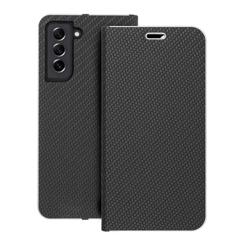 SPOTT-GR Luna Book Carbon Case - Θήκη Πορτοφόλι για Samsung Galaxy S21 - Μαύρη