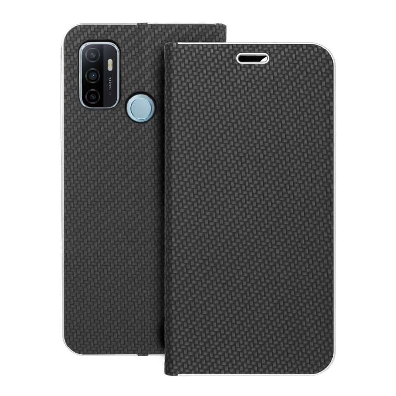 SPOTT-GR Luna Book Carbon Case - Θήκη Πορτοφόλι για OPPO A53 2020 / A53s - Μαύρη