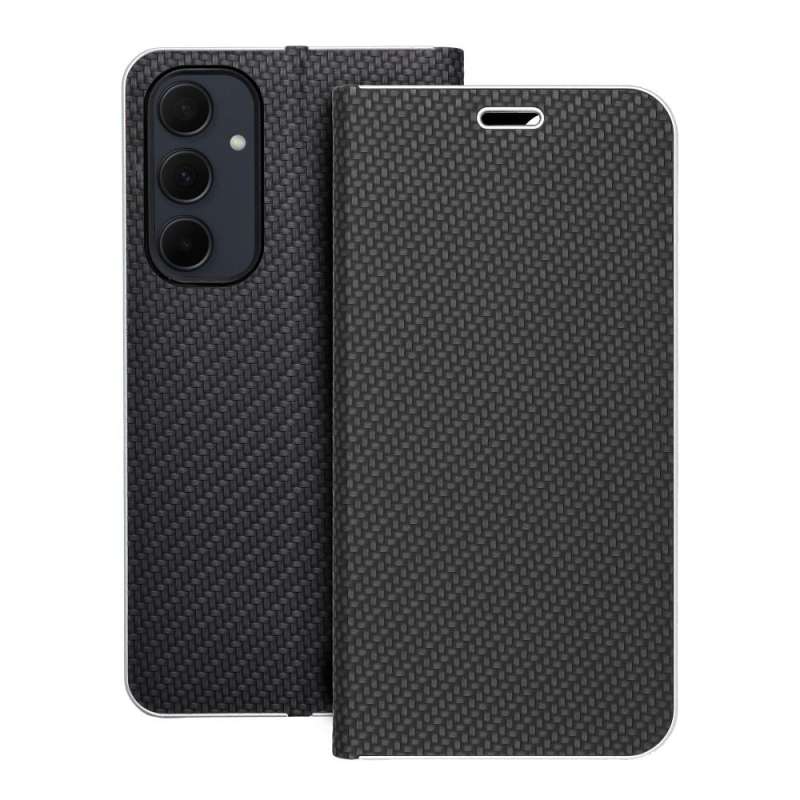 SPOTT-GR Luna Book Carbon Case - Θήκη Πορτοφόλι για Samsung Galaxy A35 5G - Μαύρη