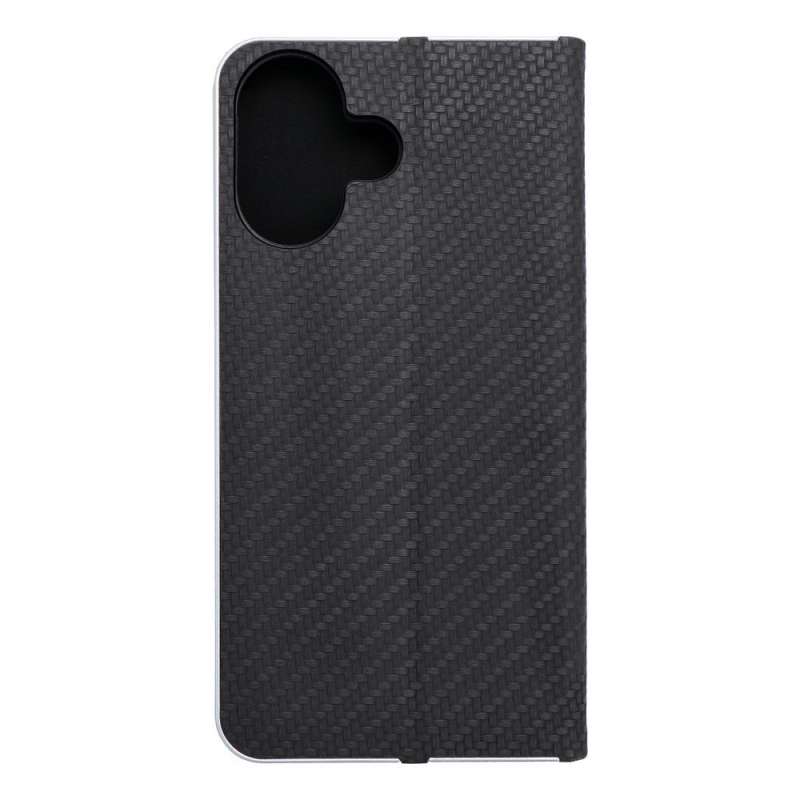 SPOTT-GR Luna Book Carbon Case - Θήκη Πορτοφόλι για Apple iPhone 16 - Μαύρη