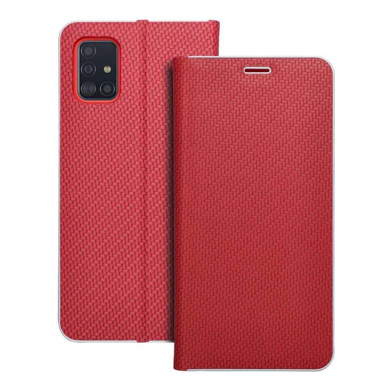 SPOTT-GR Luna Book Carbon Case - Θήκη Πορτοφόλι για Samsung Galaxy A51 - Κόκκινη