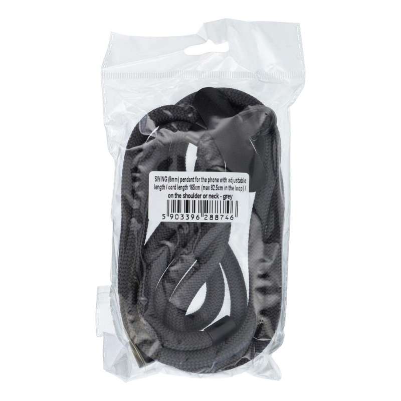 SPOTT-GR Swing Pendant (8mm) - Λουράκι για Θήκες Κινητών με Ρυθμιζόμενο Μάκρος (Μήκος 165cm) σε Γκρι Xρώμα