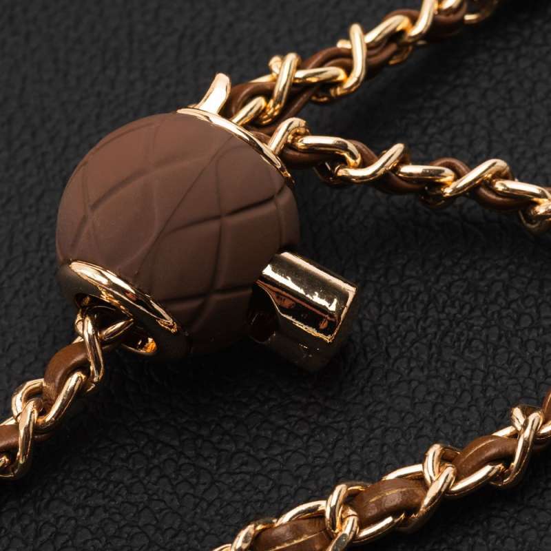 SPOTT-GR Glamour Chain Holder - Κρεμαστό Λουράκι Κινητού με Πλαϊνή Βάση Στήριξης (8cm) σε Καφέ Χρώμα
