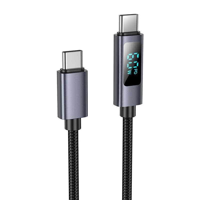SPOTT-GR Hoco X112 - Καλώδιο Type-C σε Type-C με LED Οθόνη 3A 60W 1m - Μαύρο