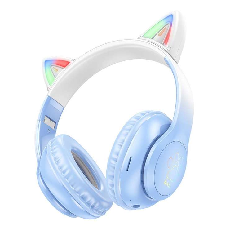 SPOTT-GR Hoco W42 - Ασύρματα Over-Ear Ακουστικά Bluetooth με Σχήμα Cat Ear (Αυτάκια Γάτας) - Μπλε
