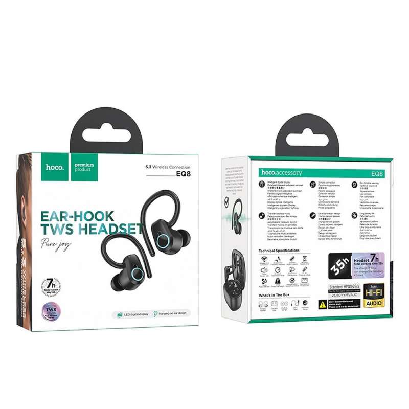 SPOTT-GR Hoco EQ8 - Ασύρματα In-Ear Ακουστικά Bluetooth σε Μαύρο Χρώμα