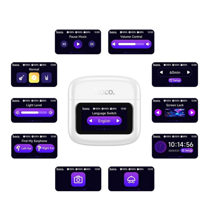 SPOTT-GR Hoco EQ14 - Ασύρματα In-Ear Ακουστικά Bluetooth TWS με Θήκη Φόρτισης και Έξυπνη Οθόνη - Άσπρα