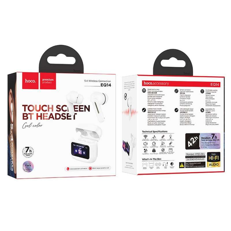 SPOTT-GR Hoco EQ14 - Ασύρματα In-Ear Ακουστικά Bluetooth TWS με Θήκη Φόρτισης και Έξυπνη Οθόνη - Άσπρα