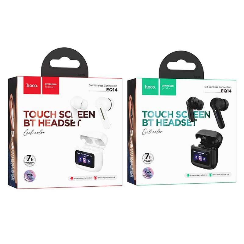 SPOTT-GR Hoco EQ14 - Ασύρματα In-Ear Ακουστικά Bluetooth TWS με Θήκη Φόρτισης και Έξυπνη Οθόνη - Άσπρα